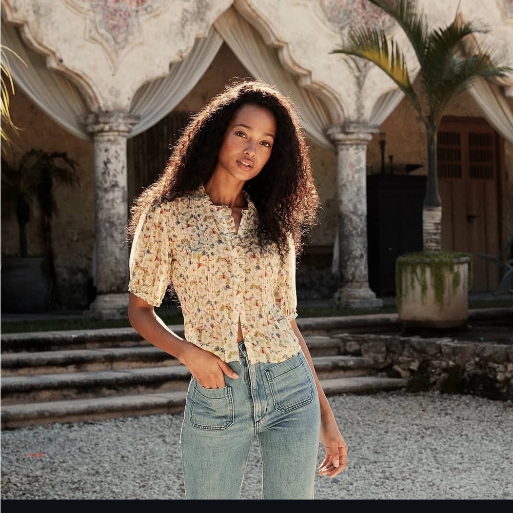 Doen Bird Top in Yellow Victorian XS